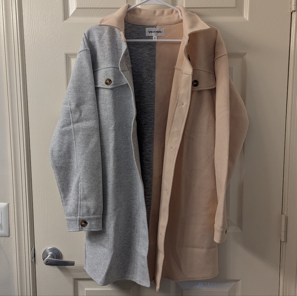 Bicolor Colorblock Coat Jacket
